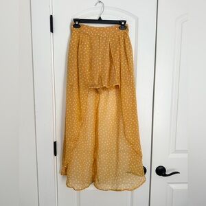 Yellow Polka Dot Flowy Asymmetrical Skort Size XS
